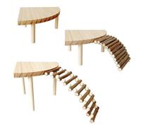 Garvee - Plataforma de escalera interactiva para pájaros y animales pequeños - Madera natural - Ideal para jaulas de esquina - Promueve la actividad y el juego - con escala de 14 cm