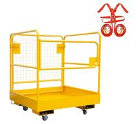 Garvee - Plataforma de seguridad plegable para carretilla elevadora, jaula de trabajo de acero, capacidad 1200 libras, 4 ruedas, cadena de puerta, 36 x 36 pulgadas, equipado con cinturones de