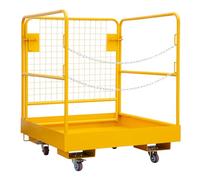 Garvee - Plataforma de seguridad plegable para carretilla elevadora, jaula de trabajo de acero, capacidad 1200 libras, 4 ruedas, cadena de puerta, 36 x 36 pulgadas
