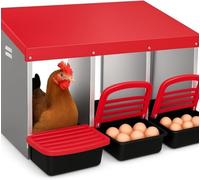 Garvee Ponedero para Gallinas de Metal con 3 Departamentos - Caja Nido con Recogida Automática de Huevos - Nido Galvanizado con Patas para Gallinero - Diseño Ventilado y Resistente - 80x52x47cm