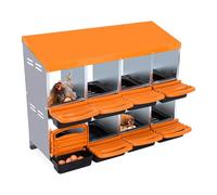 Caja De Anidación Resistente para Gallinas - 6 Compartimentos De Acero Galvanizado Antióxido - Tapa Extraíble - Fácil Limpieza y Recolección De Huevos - con Posadero para Gallineros y Granjas
