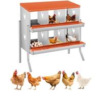 Garvee Ponederos para Gallinas de 6 Departamentos con Patas, Nidales de Acero al Carbono para Recogida Automática de Huevos, Jaula de Puesta Metálica Resistente para Exterior, 115x35x80 cm, Rojo