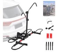 Garvee Portabicicletas Plegable de Enganche para 2 Bicicletas, Soporte para E-Bikes y Fat Bikes de hasta 180 kg, Ajuste de Neumáticos de 5.5'' con Sistema Antioscilación para Coche y SUV, Negro