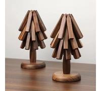 Garvee Posavasos artístico Antideslizante para Mesa de Centro - Salvamanteles Plegable de Madera de Nogal - Diseño de árbol Decorativo para Cocina y Oficina - Ideal para hogar y Oficina -