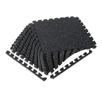 Garvee Protección óptima - Alfombra de piso fitness - 12 losas encajables - 0,75" Grueso - Espuma EVA de alta densidad - Superficie de goma - 48ft² - Amortiguación del ruido - Antideslizante