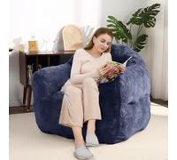 Garvee Puff Sofá de Felpa Suave con Relleno de Espuma - Puf Cuadrado 100% Poliéster para Salón Dormitorio Sala de Juegos - 130x105x85 cm (Azul Oscuro)