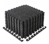 Garvee Puzzle Fitness - Alfombra de suelo (12 piezas, grosor 0,75 pulgadas, 48 ft²), espuma EVA densa, superficie de goma resistente, antideslizante, absorción de golpes, para gimnasio, negro+blanco