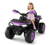 Garvee Quad Eléctrico Niño 12 V, Coche Eléctrico 4 Ruedas Todoterreno con 2 Motores, Mando a Distancia Parental, Suspensión, Faros LED, Música, Bluetooth, USB, Bandera Luminosa, para 3-6 años, Morado