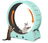 Garvee - Rueda de ejercicio de madera para gato de interior, alfombra extraíble silenciosa, ideal para el mantenimiento, la marcha y la salud de los gatitos, diseño natural