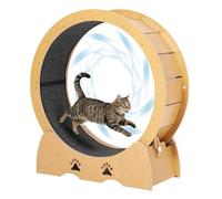 Garvee - Rueda de ejercicio de madera para gato de interior, alfombra extraíble silenciosa, ideal para el mantenimiento, la marcha y la salud de los gatitos, diseño natural