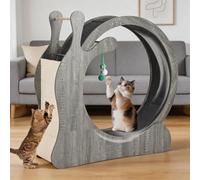 Garvee Rueda de ejercicio para gatos - Cinta de correr grande de 85 cm para gatos de interior, rueda silenciosa de madera con alfombra extraíble y tabla de rascar, gimnasio profesional para pérdida de