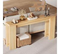Garvee Rustic Farmhouse Console Table 70.9" - Long Narrow Rectangular Sofa Side Table for Entryway, Living Room, Hallway, Foyer - Oak Finish Wooden Accent Furniture, Easy Assembly, Light Brown
