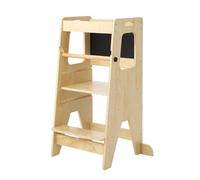 Garvee Seguridad y Aprendizaje en casa - Taburete Infantil de Cocina con Pizarra - 3 en 1, Ajustable, barandilla anticaída - Antideslizante, soporta hasta 68kg - Madera Resistente - Especificación:
