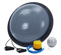 Garvee Semi-Ballón de equilibrio 58 cm con base antideslizante, capacidad 1600 LB, kit completo: bandas de resistencia, bomba, bola de bonificación - para fitness, yoga, funda en casa - Gris, Classic
