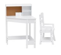 Garvee Set Compacto Escritorio esquinero Infantil con Silla Ajustable - Estantería, Tablero de Corcho y portalápices - Mesa Ideal para Estudio y tareas de niños y niñas Dormitorio -
