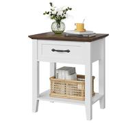 Garvee Set de 2 mesas auxiliares Blancas - Diseño Moderno con cajón y estantes, Almacenamiento de Dos Niveles, Ideal para Sala o Dormitorio Universitario - Color Contraste, Set de Dos Piezas