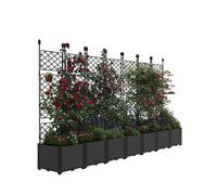 Garvee Set de 7 Cama de Jardín Elevada con Enrejado - Macetero Vertical Modular Resistente a Intemperie - para Plantas Trepadoras y Privacidad en Patio o Balcón - 290x41x160cm - Profundidad Extra
