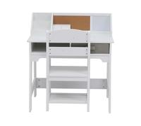 Garvee Set De Escritorio y Silla para Niños - Mesa De Estudio Infantil con Estante, Cajones, Portabolígrafos y Tablero De Corcho - Altura Ajustable, Fácil De Limpiar, para Tareas, Manualidades y Arte