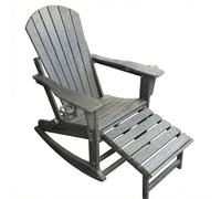 Garvee Silla Adirondack Balancín Exterior Plegable de HDPE Resistente a Intemperie, Sillón de Jardín con Reposapiés Retráctil y Portavasos, Mecedora de Terraza Ergonómica para Porche y Patio, Gris