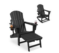 Garvee Silla Adirondack Mecedora de Exterior de Plástico HDPE Resistente a la Intemperie, Sillón de Jardín Ergonómico con Reposabrazos Anchos para Patio y Terraza, Capacidad 160kg, Fácil Montaje,Negro