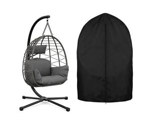 Garvee Silla Colgante de Huevo Plegable con Soporte Metálico Robusto, Cojines Impermeables Lavables y Funda Protectora para Jardín Terraza Balcón y Salón, Capacidad de Carga Máxima 150kg, Gris