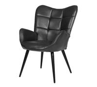 Garvee Silla de Descanso Moderna tapizada - Estilo Mid-Century - Respaldo Alto - Patas metálicas - Acabado en Piel sintética Comedor, Cocina o cafetería - Color Negro Terciopelo