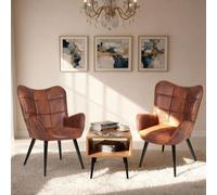 Garvee Silla de Descanso tapizada Moderna - Estilo Mid-Century - Respaldo Alto - Patas metálicas - Acabado en Piel sintética - para Comedor, Cocina o café - Color marrón Suave