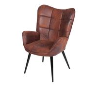 Garvee Silla de Descanso tapizada Moderna - Estilo Mid-Century - Respaldo Alto - Patas metálicas - Acabado en Piel sintética - para Comedor, Cocina o café - Color marrón Suave