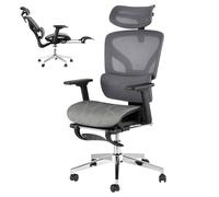 Garvee Silla De Oficina Ergonómica con Respaldo Alto De Malla Transpirable, Reposabrazos 3D Ajustables, Soporte Lumbar y Reposapiés Retráctil, Ruedas Silenciosas, Oficina En Casa