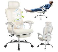 Garvee - Silla de Oficina, ergonómica con Respaldo de Malla, reposapiés retráctil, reposacabezas y Lumbar, Ajustable - Silla de Oficina Grande con Ruedas para Oficina o Dormitorio