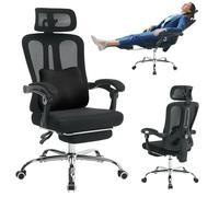 Garvee - Silla de Oficina, ergonómica con Respaldo de Malla, reposapiés retráctil, reposacabezas y Lumbar, Ajustable - Silla de Oficina Grande con Ruedas para Oficina o Dormitorio