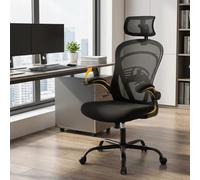 Garvee Silla de Oficina ergonómica de Malla - Respaldo Alto y Soporte Lumbar - Reposabrazos abatibles, Asiento Ancho, Gran Comodidad para hogar, Estudio o Gaming - Capacidad 136 kg - Estructura Negra