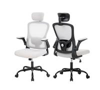 Garvee - Silla de Oficina ergonómica reclinable con Respaldo Alto de Malla, reposacabezas y apoyabrazos Ajustables, Ruedas giratorias de 360°, Ideal para el Trabajo, la relajación y los Juegos.