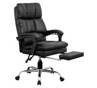 Garvee Silla de Oficina ergonómica reclinable con Respaldo Alto y Soporte Lumbar, Asiento Amplio y cómodo en Piel sintética, reposapiés Extensible, Circular 360°, reposacabezas Acolchado, Ideal para