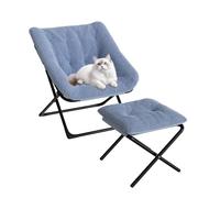 Garvee Silla Decorativa XL Plegable para Sala De Estar - Tapizado De Piel Sintética Suave - Estructura Metálica Resistente - Ideal para Dormitorio y Conjuntos De Muebles De Salón