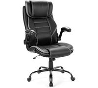 Garvee Silla Ergonómica Escritorio - Cuero Impermeable Resistente, Respaldo Muelle, Cojín Acolchado, Altura Ajustable, Base Metálica 136kg, Giratoria 360°, Apoyacabezas Regulable, Color Negro Gris