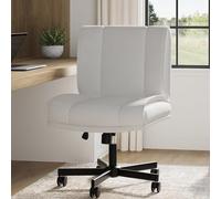 Garvee Silla Giratoria De Tela Sin Brazos, con Ruedas, Diseño Moderno, Fácil De Montar y Limpiar, para Maquillaje y Oficina En Casa, Blanco