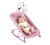 Garvee Triciclo Balancín para Bebé 0-12 Meses - Silla Mecedora con Respaldo Ajustable 3 Posiciones, Barra de Juegos, Arnés 5 Puntos, Funda Desmontable y Estructura Aluminio - Rosa