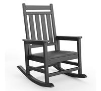 Garvee Silla Mecedora para Exterior, Mecedora Jardin, Mecedora de Gran Tamaño Moderna, Estructura de Madera, Sillón con Carga de 160 kg, para Jardín, Patio, 61 x 89 x 102 cm, Negro