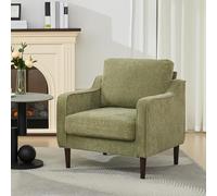 Garvee Silla moderna con patas ajustables de madera maciza, sillón tapizado de tela de chenilla con cojín de espuma de alta densidad, cómoda silla individual para sala de estar, dormitorio, oficina