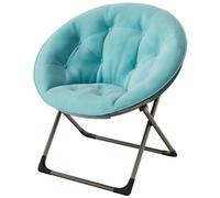 Garvee Silla Plegable Tipo sillón Redondo, Terciopelo Acolchado, Marco de Metal, para salón y Dormitorio, 58×52×82 cm, Color Azul Claro