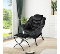 Garvee Silla reclinable Moderna con reposapiés Plegable - Gran Capacidad hasta 180 kg - Bolsillo Lateral - Ideal para salón, Dormitorio u Oficina - Disponible en Rosa y Azul