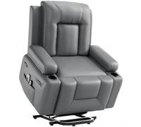 Garvee Silla reclinable Power Lift con calor y masaje, de piel sintética, para personas mayores y personas con movilidad reducida, respaldo y piernas ajustables, silla elevadora resistente para