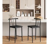 Garvee Sillas De Barra Modernas con Respaldo y Reposapiés - Cojín Grueso, Estructura Metálica Resistente - Altura 63 cm - Elegantes y Cómodas para Comedor e Isla De Cocina - Color Negro