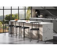 Garvee Sillas De Barra Modernas con Respaldo y Reposapiés - Cojín Grueso, Estructura Metálica Resistente - Altura 63 cm - Elegantes y Cómodas para Comedor e Isla De Cocina - Color Negro