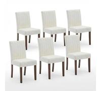 Garvee Sillas De Comedor De Tela Lino - Juego De 6 Sillas, Respaldo Alto Sillas Tapizadas, Patas De Madera Resistente, Color Beige, Adecuado para Comedor, Sala, Dormitorio