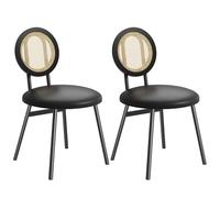 Garvee Sillas de Comedor Modernas de ratán - Juego Ahorra Espacio con cojín Grueso y Respaldo de caña - Patas de Metal Resistentes, Asiento cómodo - Negro 2-Pack