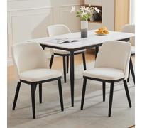 Garvee Sillas de Comedor Modernas tapizadas, Juego de 2 - Respaldo Curvado, Patas de Madera Maciza, Acento Elegante - Cómodas para Cocina, Comedor o salón - Color: Lino | Beige