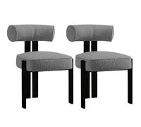 Garvee Sillas De Descanso Modernas Tapizadas En Bouclé - Respaldo Ergonómico Curvado - Patas De Madera De Caucho - Juego De 2, Cómodas para Comedor, Cocina o Sala - Color Gris
