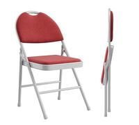 Garvee Sillas Plegables, Juego de 2, Estructura Metálica Resistente, Asiento y Respaldo de Tela Transpirable, Apilables y Ligeras, Ideales para Comedor, Oficina, Jardín Terraza, Rojo